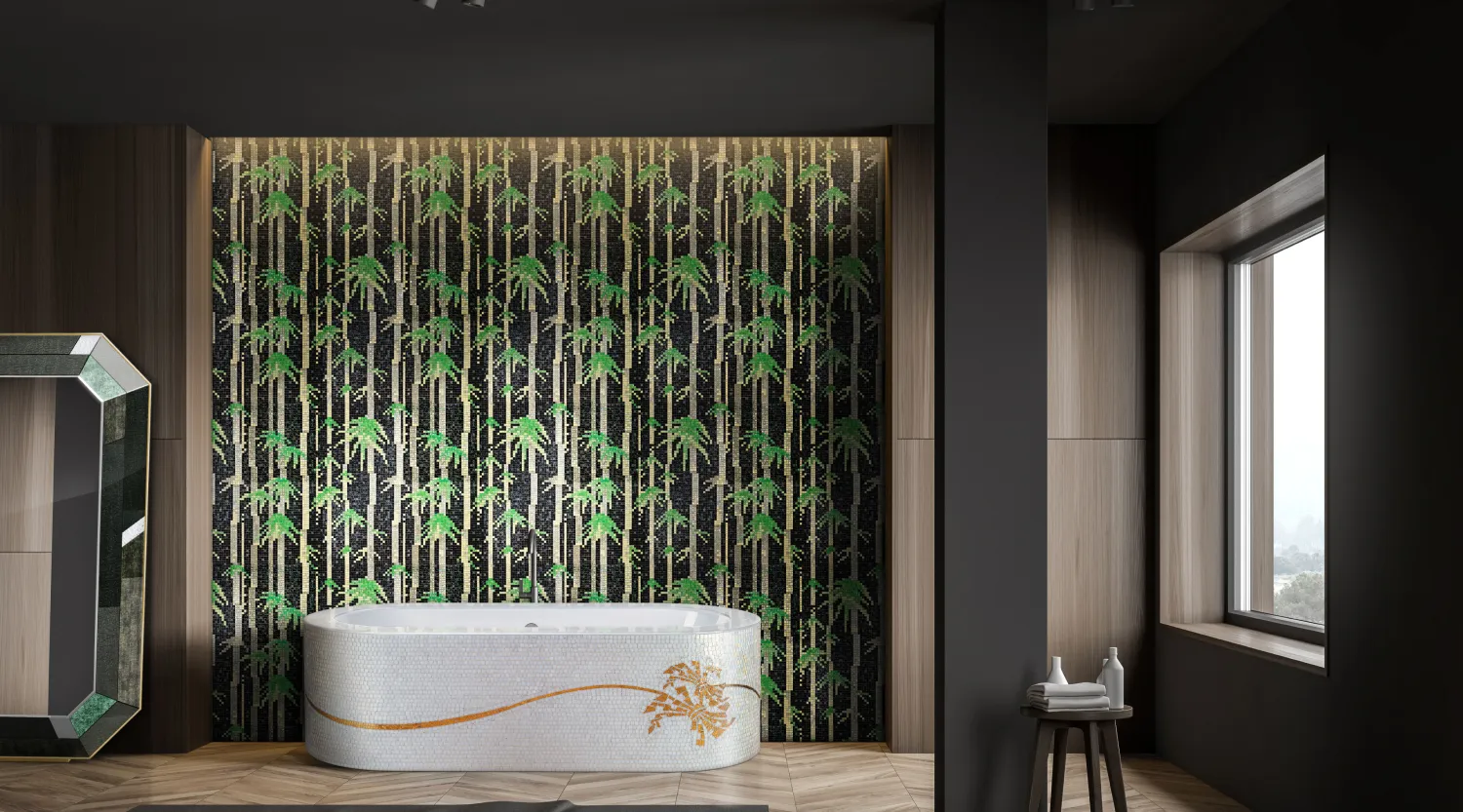 <h2>Decorate a bathroom with glamorous mosaics</h2>
